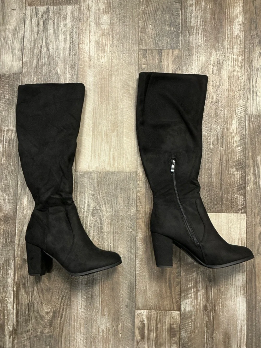 Dream Pairs Black Over-the-Knee Block Heel Boots Size 8